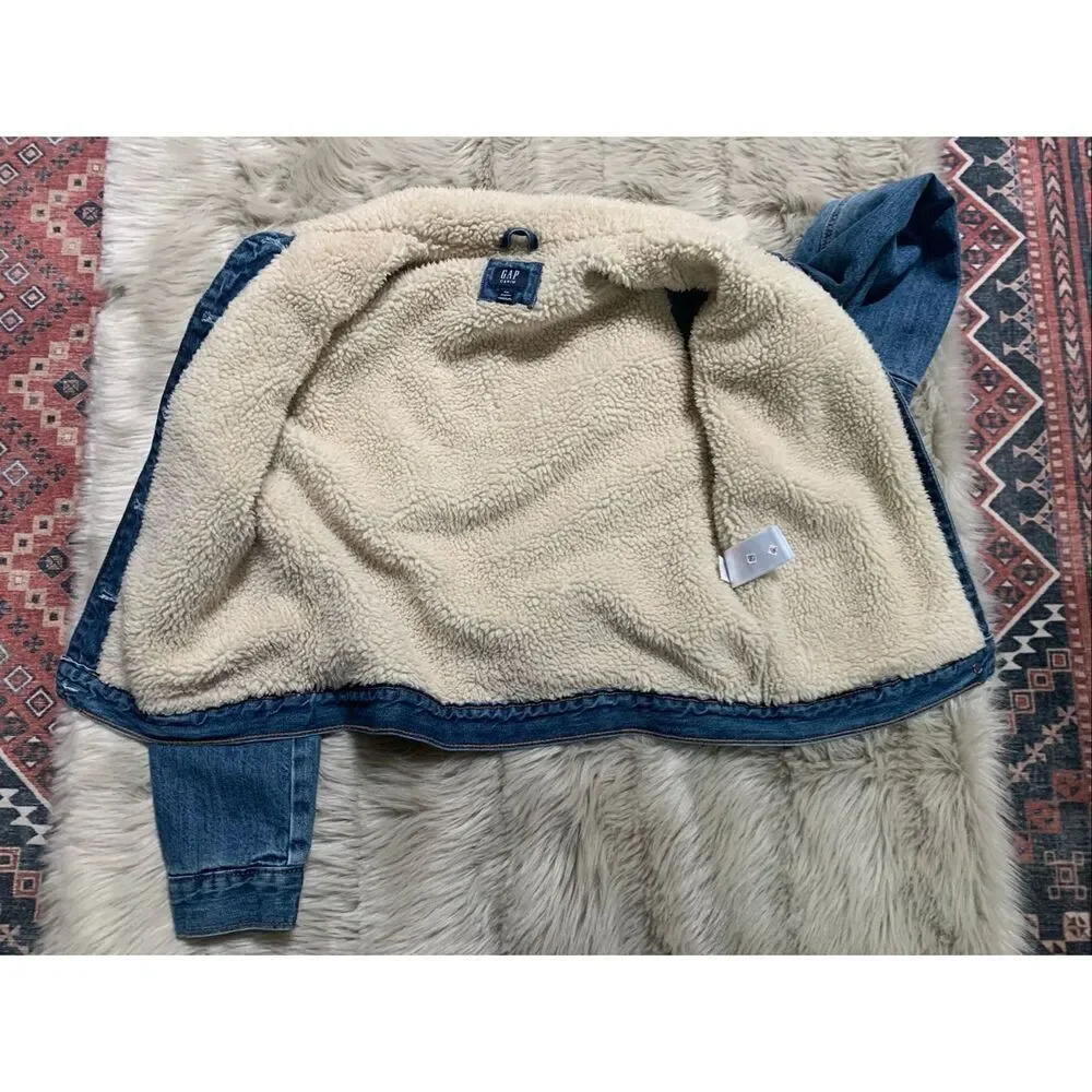 Gap kids Sherpa Lined Denim Jacket Medium Wash XXL